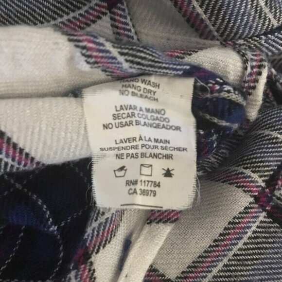 RAILS Long Sleeve Shirt Womens Size Medium Blue Plaid Pink Sleeves Solf Flannel - Picture 8 of 8